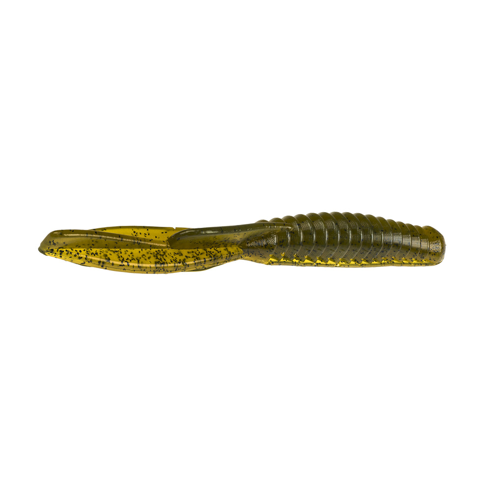 Strike King KVD Perfect Plastics Half Shell Dropshot Worm Green Pumpkin / 3 1/2"