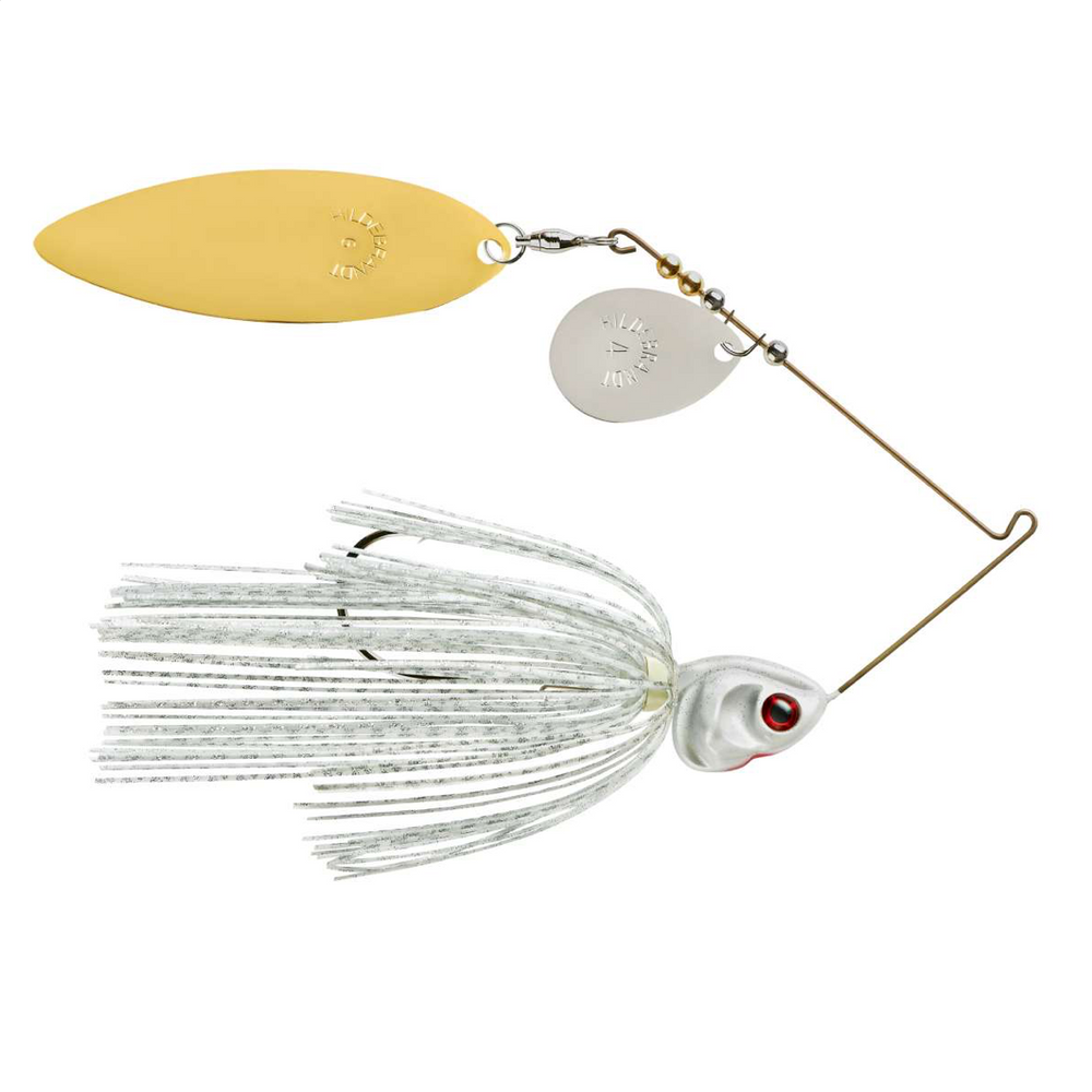 Booyah Covert Colorado Willow Blades Spinnerbait 1/2 oz / White Silver Scale / Nickel Colorado/Gold Willow