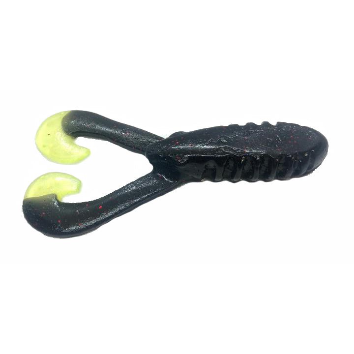 Venture Lures Twin Tail Grub Black Chartreuse Red Flk 3