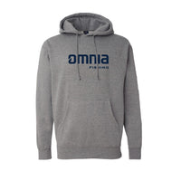 Omnia Fishing Stacked Logo Heather Gray Hoody Large / Heather Gray