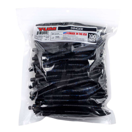 Yum Dinger Worm 5" - Bulk Pack Black Blue Flake / 100 Pack Yum Dinger Worm 5" - Bulk Pack Black Blue Flake / 100 Pack