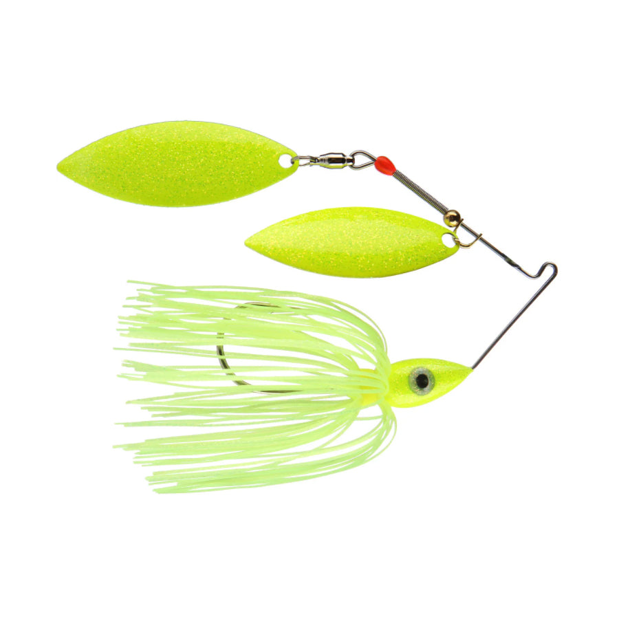 Nichols Lures Pulsator Metal Flake Double Willow Spinnerbait, Chartreuse, 3/8-Ounce