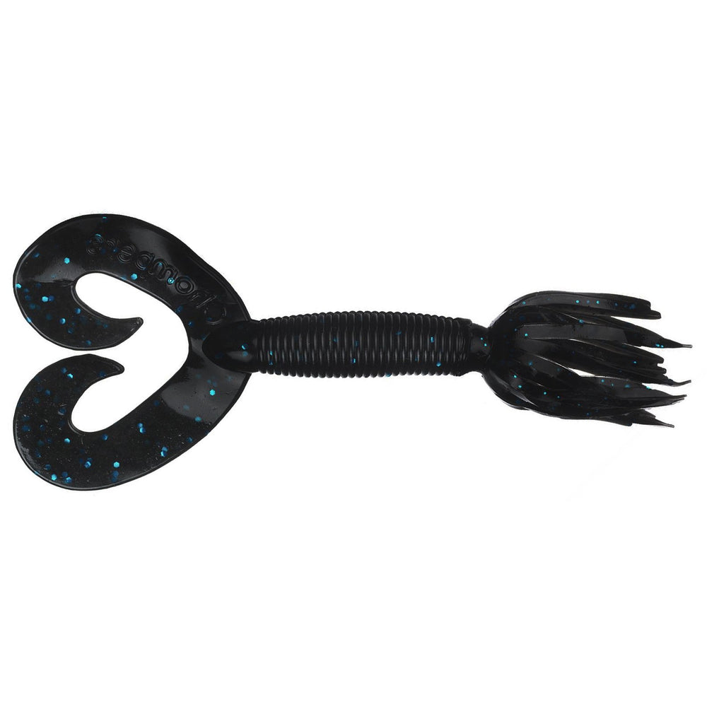 Chompers Skirted Twin Tail Grub 4" / Black/Blue Flake