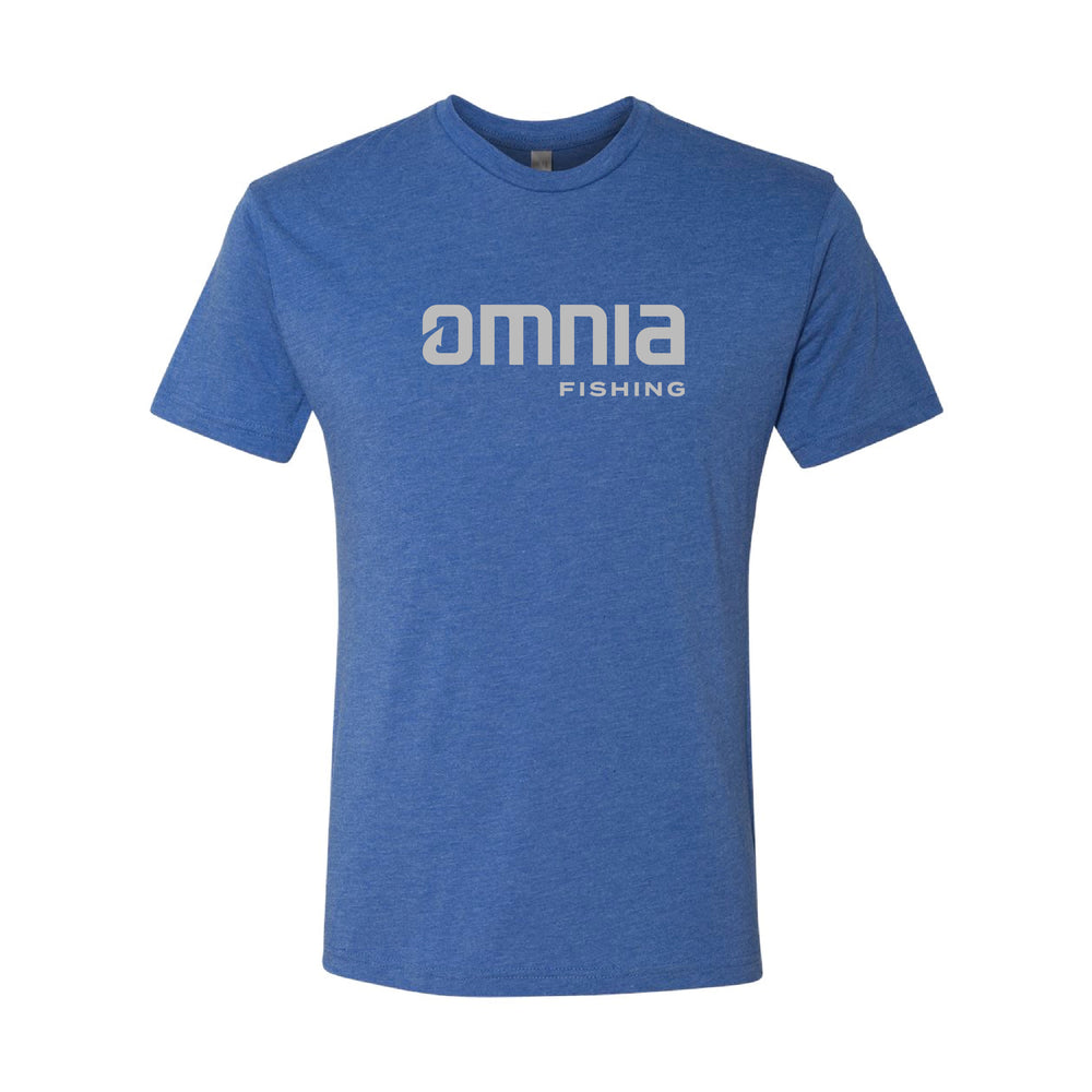Omnia Fishing Stacked Logo T-Shirt - Heather Blue