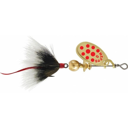 Mepps Dressed Aglia Spinner 1/4 oz / Gold Red Dot-Grey Mepps Dressed Aglia Spinner 1/4 oz / Gold Red Dot-Grey