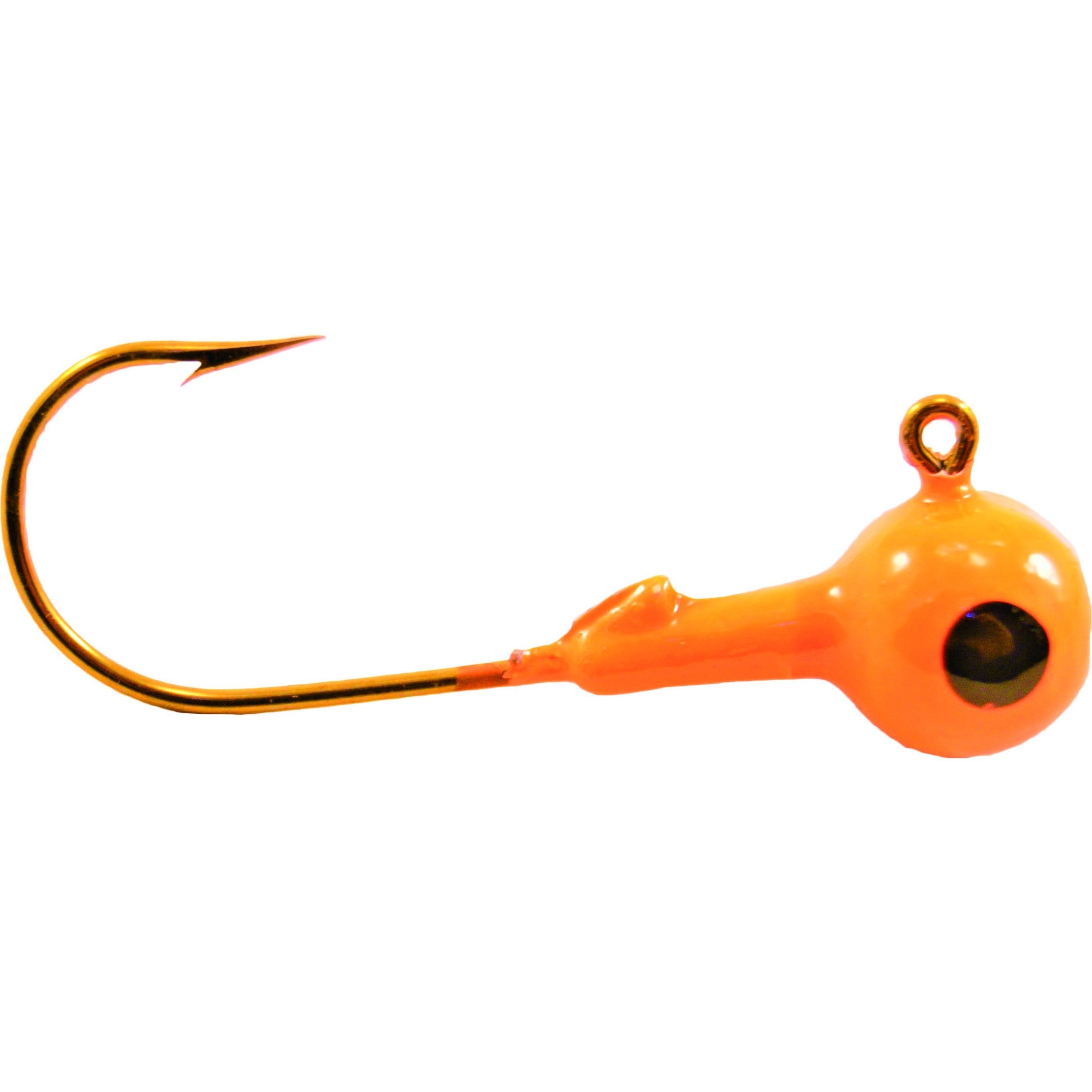 Round Head Jig Heads with Eyes 1/16oz Size 4 Bronze Hook - Yellow/Orange