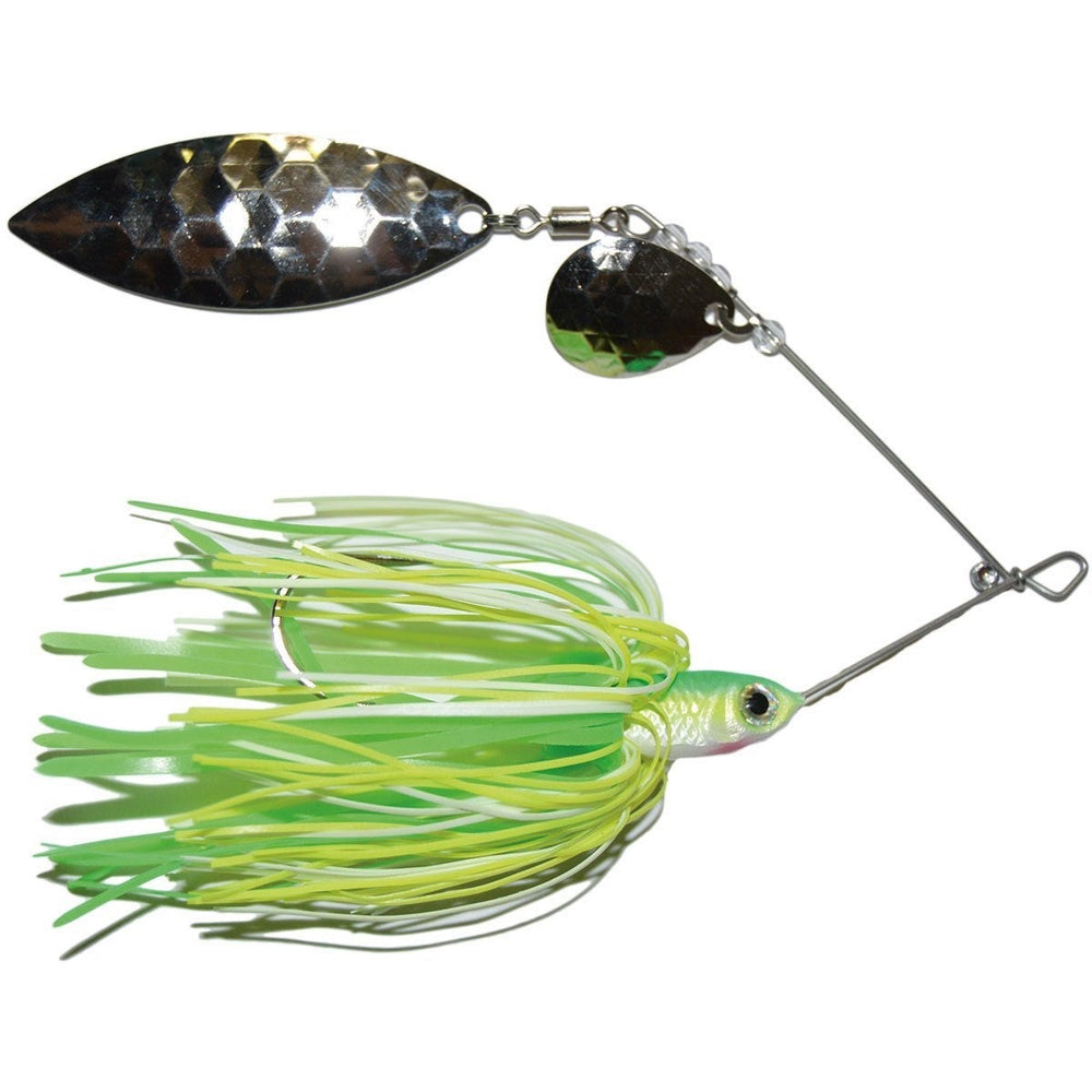 Mission Tackle Spinnerbait Tandem Spin 1/2 oz / Chart/Lime/White