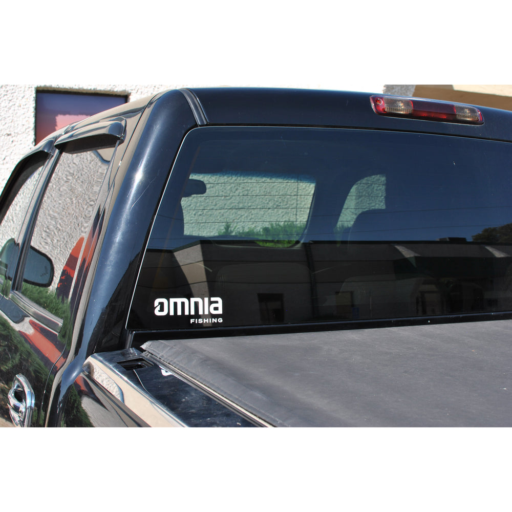 Omnia Fishing Small Stacked Logo Window Sticker Small / White