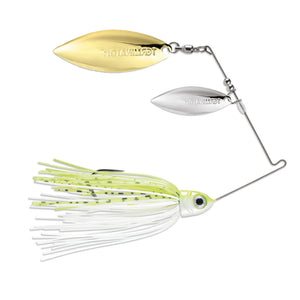 Pro Series Spinnerbait Double Willow Blades 3/8 oz / Chartreuse and White Shad / Nickel/Gold