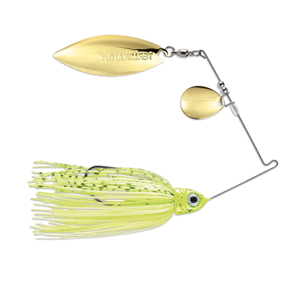 White Tandem Nickel Blade Spinner Bait