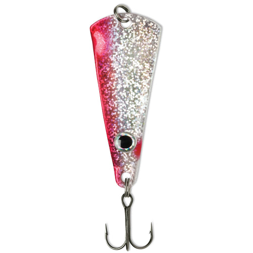 VMC Rattle Spoon Ice Lure 1/8 oz Glow Red Shiner Jagged Tooth