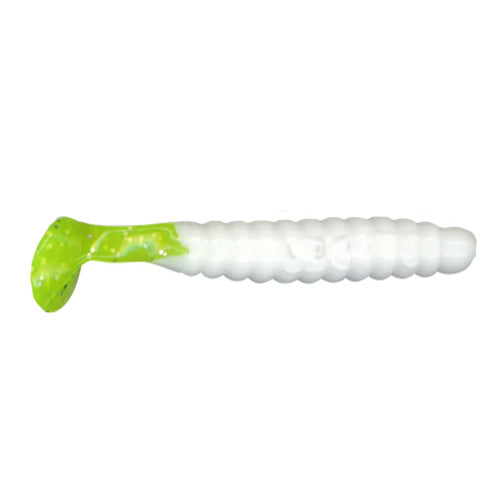 Charlie Brewer's Slider Crappie Grub White/Chartreuse Tail / 1 1/2"