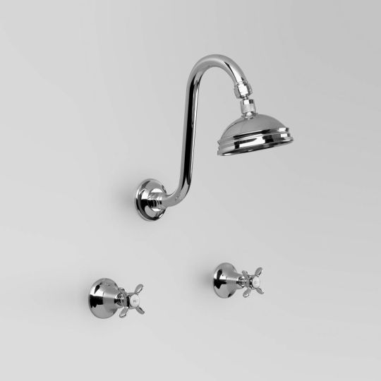 Astra Walker Olde English Shower Set With 100mm Rose And Cross Handle Thesourcebathroomkitchenhomewares