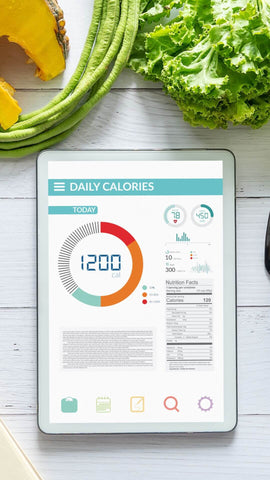 green tea calories calculator app on a tablet