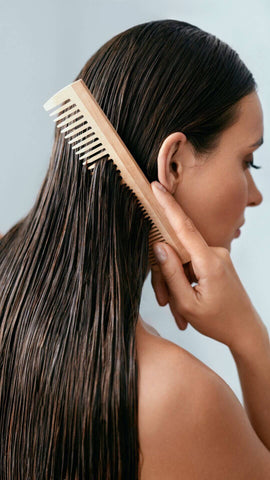 woman brushing her hair