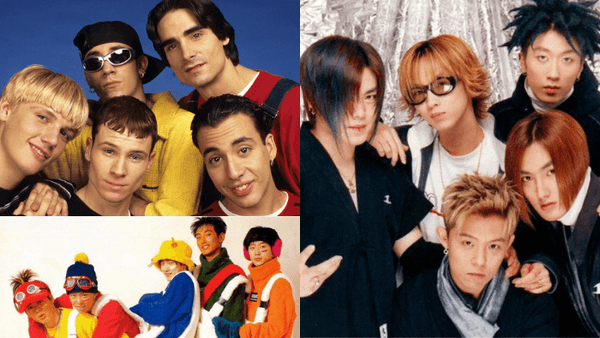 90's K-pop stars like H.OT, S.E.S, Sechs Kies, and Fin.K.L