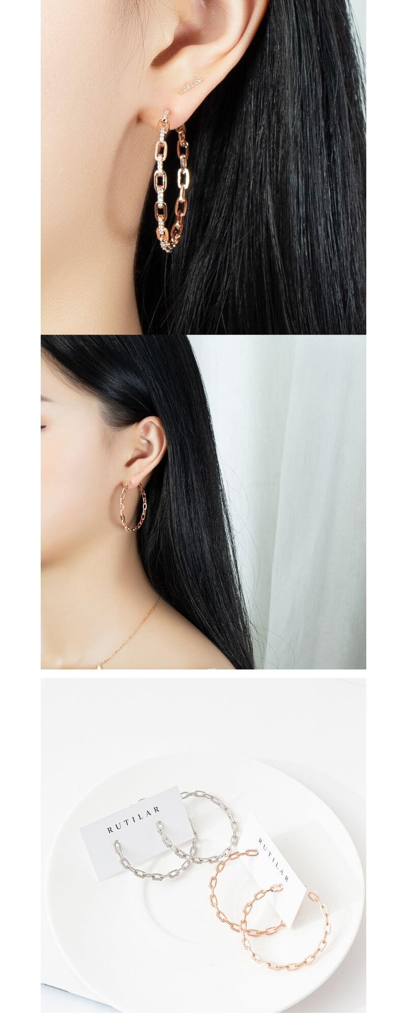 Cubic Chain Ring Earring