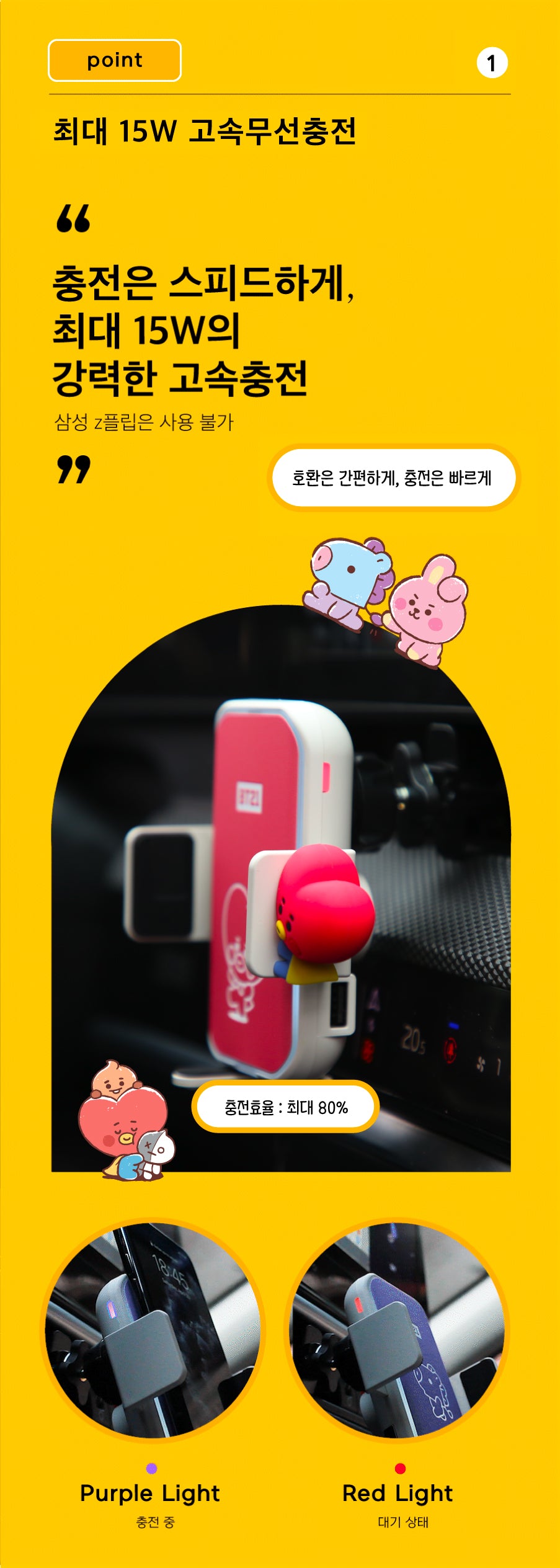 BT21 BABY Fast Wireless Car Charger