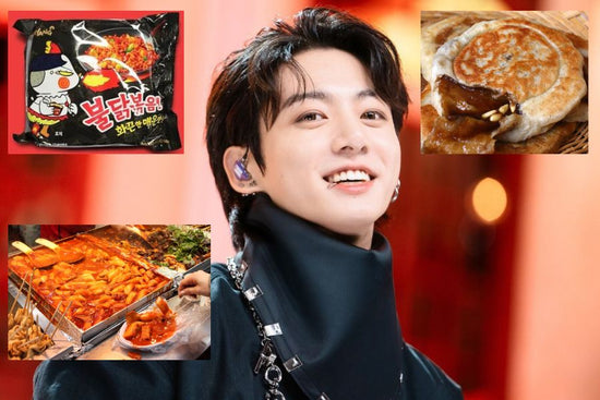 A picture of Jungkook with Kpop idol food