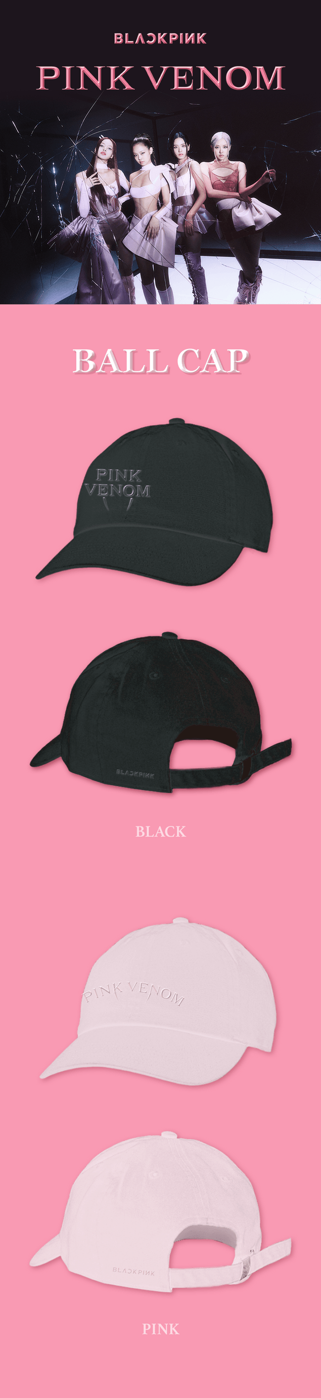 Blackpink [veneno rosa] gorra de pelota