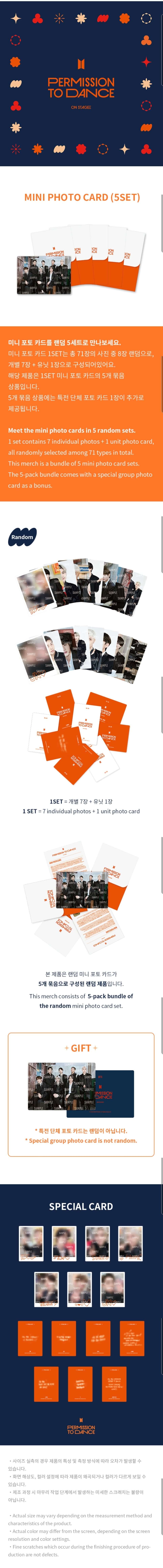 BTS [PTD ON STAGE] Mini Photocard 5SET