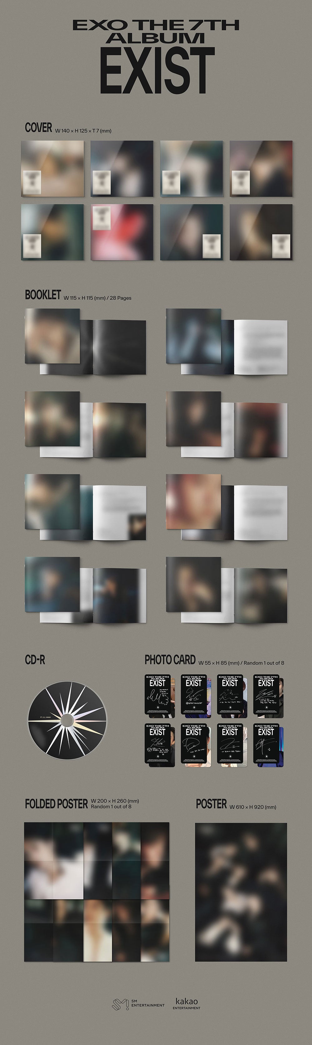 EXO - EXIST (7th Album) Digipack Ver. 8-SET