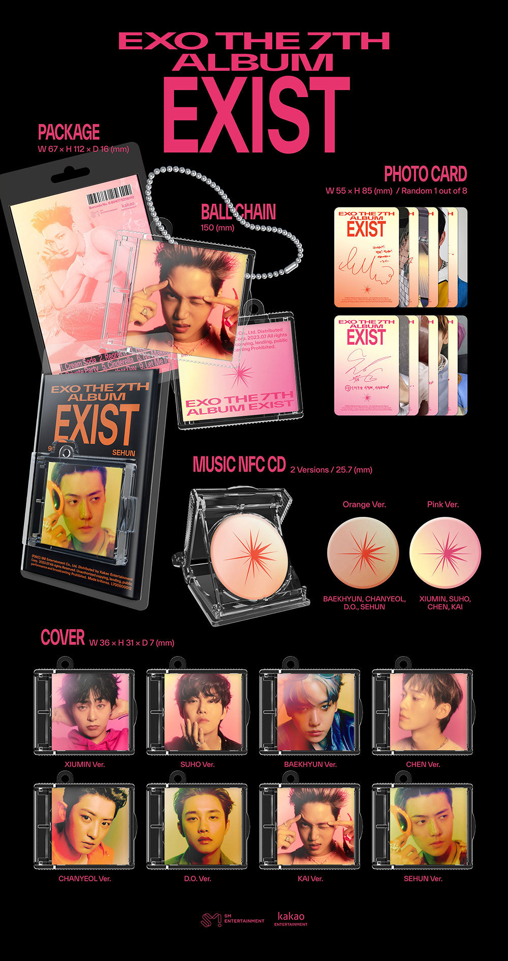 EXO - EXIST (7th Album) SMini Ver. 8-SET