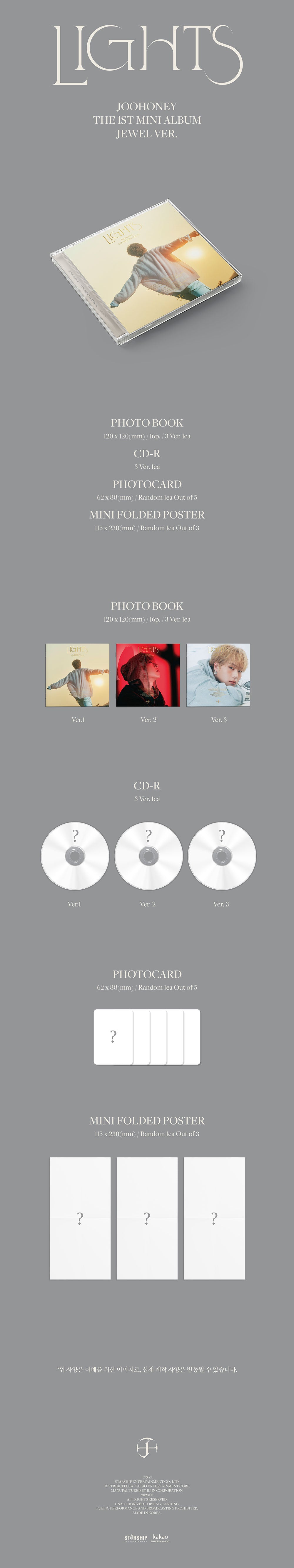 JOOHONEY (MONSTA X) - LIGHTS (1st Mini Album) Jewel Ver. 3-SET