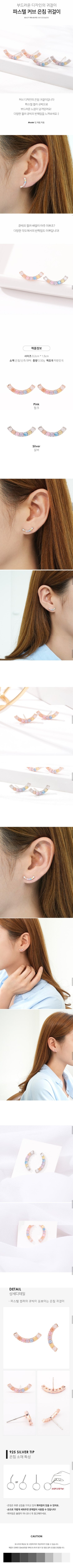 Pastel Curve Silver Needle Earrings