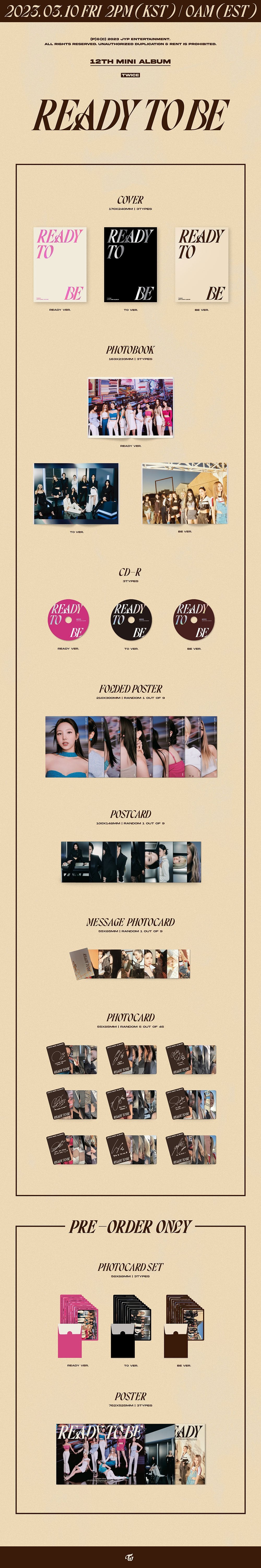 TWICE - READY TO BE (12th Mini Album) 3-SET