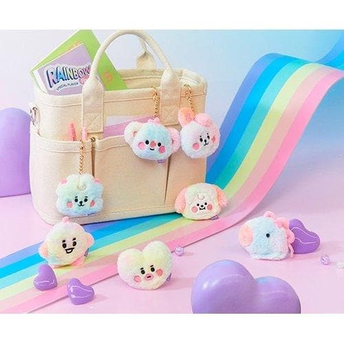 BT21 BABY Rainbow Flat Fur Face Bag Charm Doll