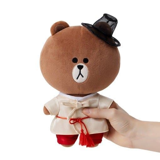 (Last stock!) Line Friends - Brown Standing Doll (Hanbok Edition)