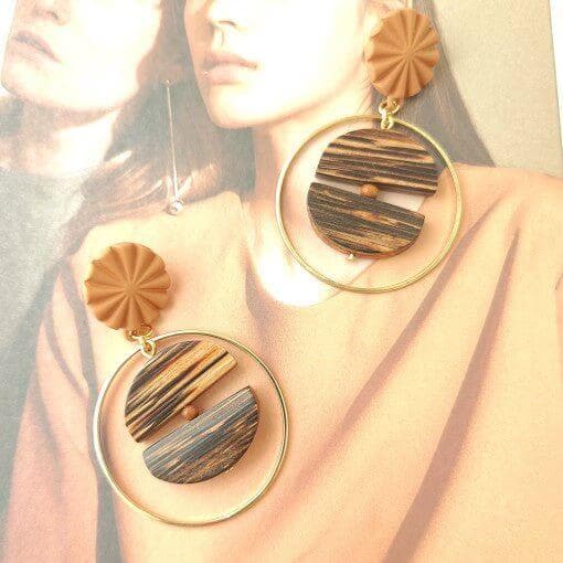 bonideÃ© Half and Half Wood Drop Earrings