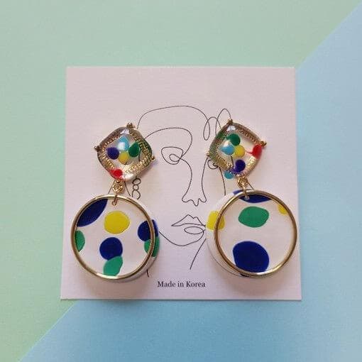 bonideÃ© Handmade Clay Earrings - Color Dot Antique