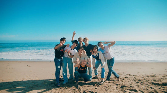 Stray Kids SKZ korea on sunny beach