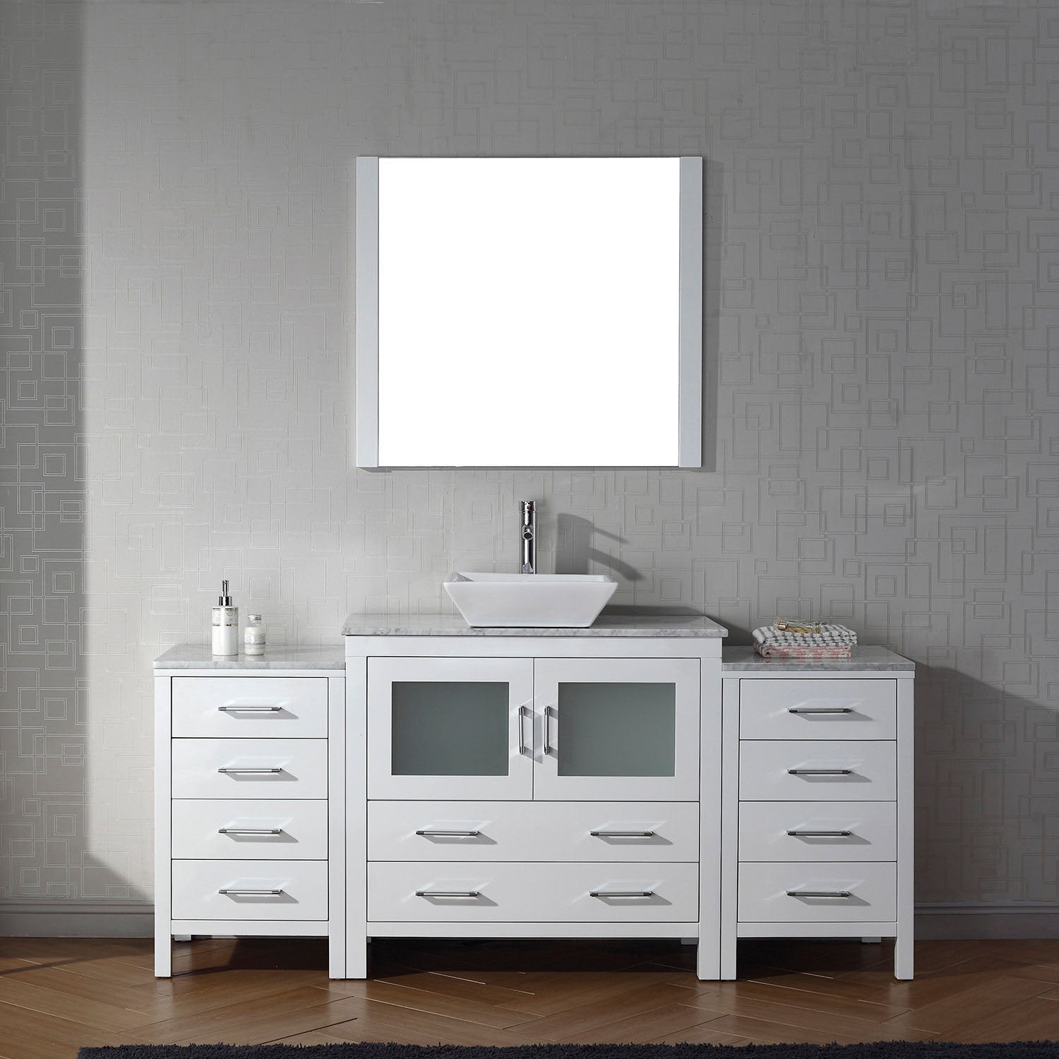 Dior 66 Single Bathroom Vanity In White With Italian Carrara