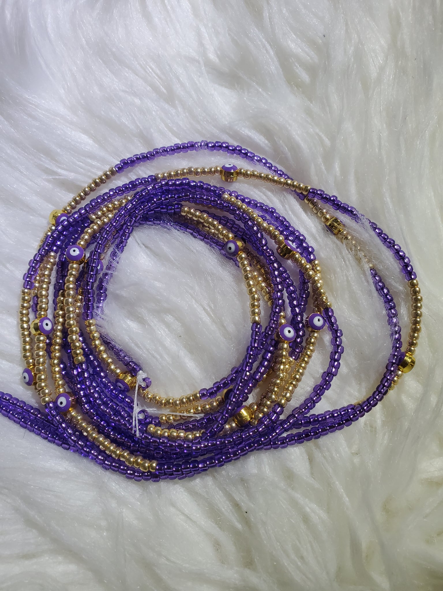 Royal Purple Authentic tie on waist beads - Plus size waist beads