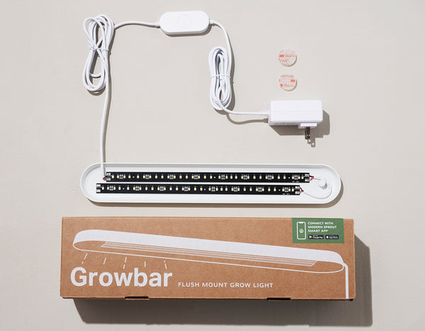 Grow bar components laid next to packaging