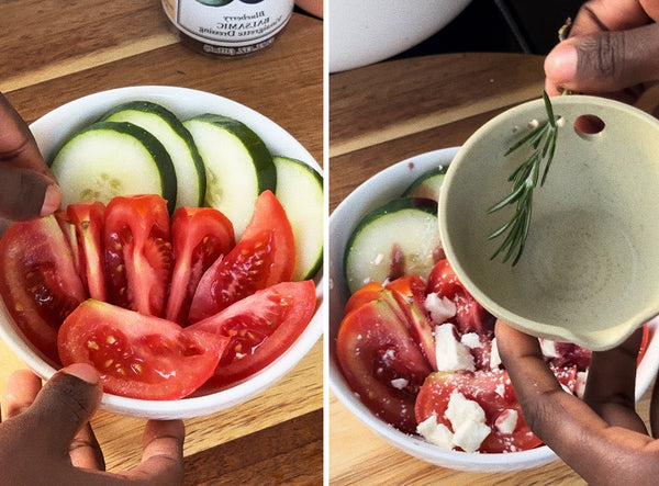 sliced cucumbers and sliced tomatoes in bowl