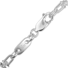 Load the picture into the gallery viewer, plate chain bracelet stirrup chain 5mm wide 19cm long made of 925 sterling silver (B254)