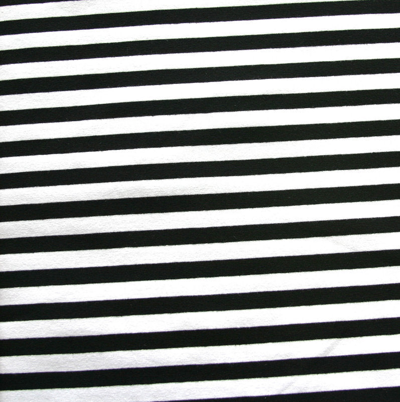 black and white striped jersey fabric