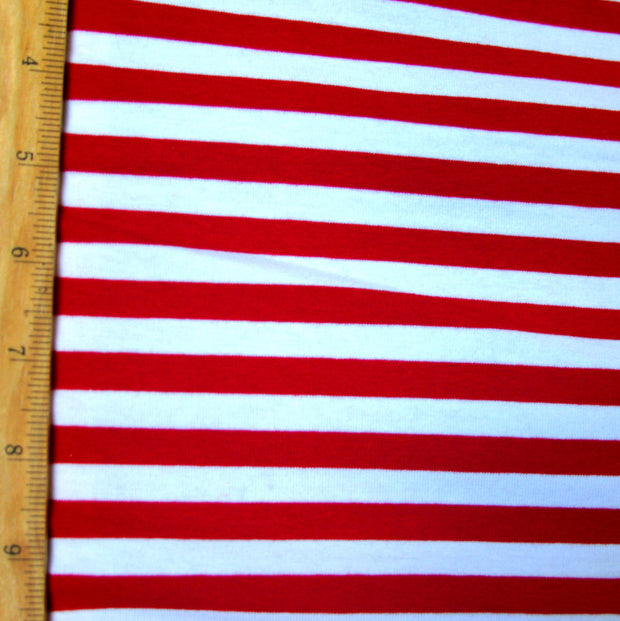 red and white striped jersey fabric