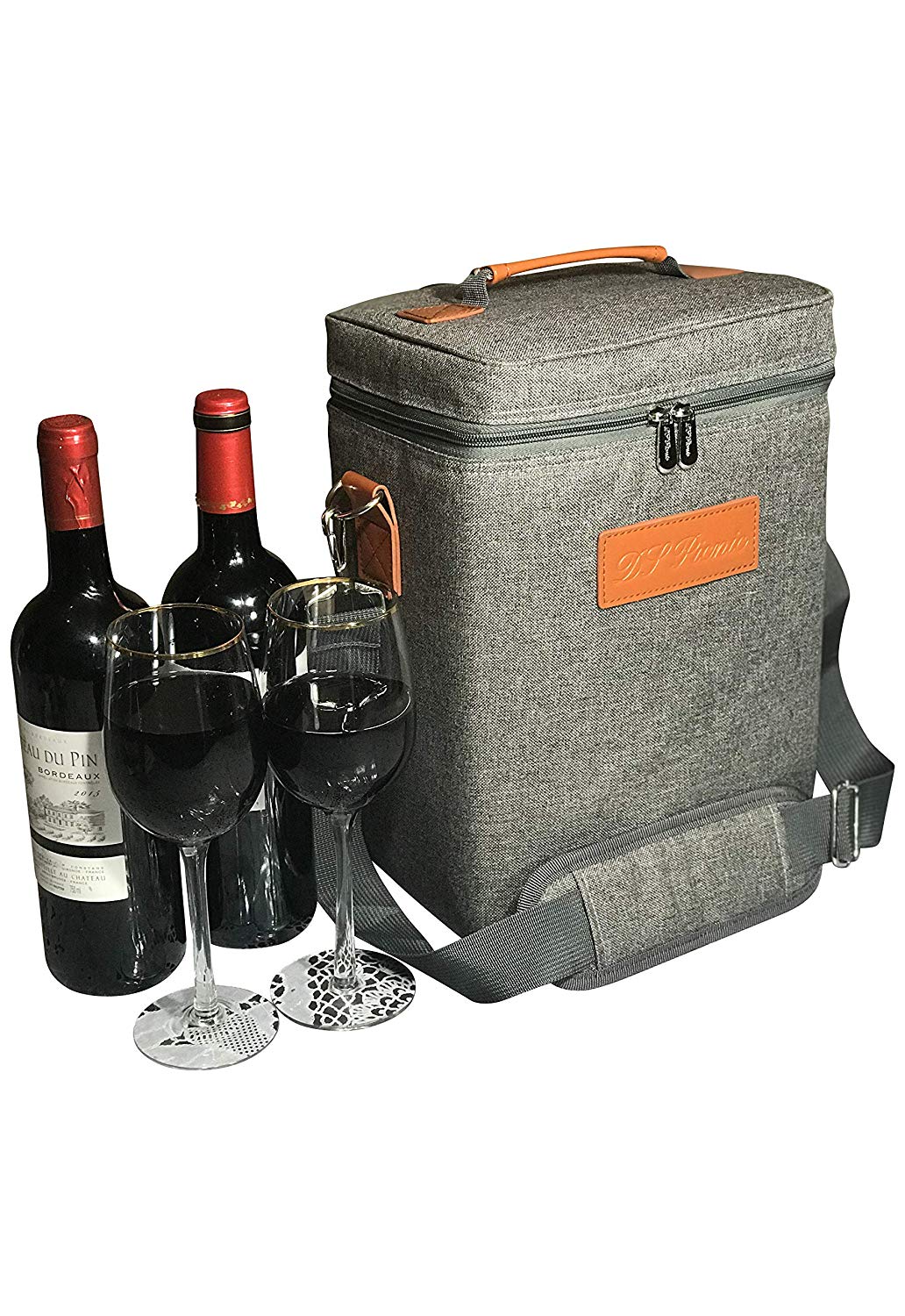 Opux 2 Bottle Wine Bag Tote Carrier | Leakproof Insulated Wine Cooler Bag for Travel Picnic BYOB | Portable Wine Carrying Bag, Padded Protection