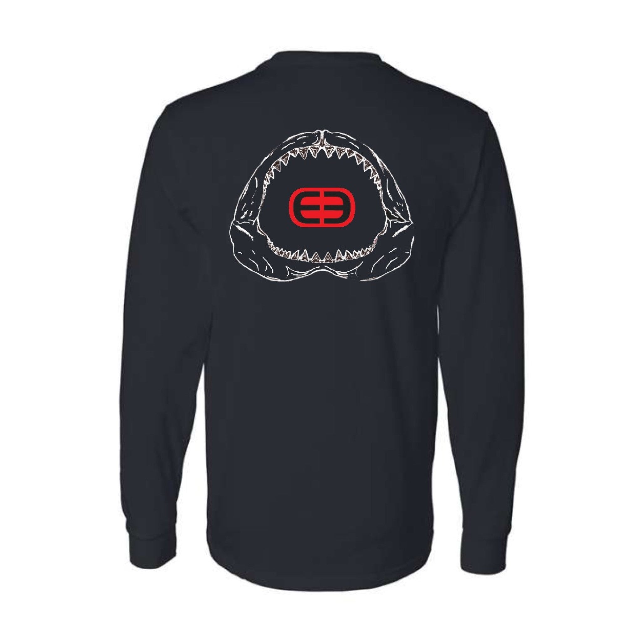 Shark Bite Cotton Long Sleeve Tee - Black