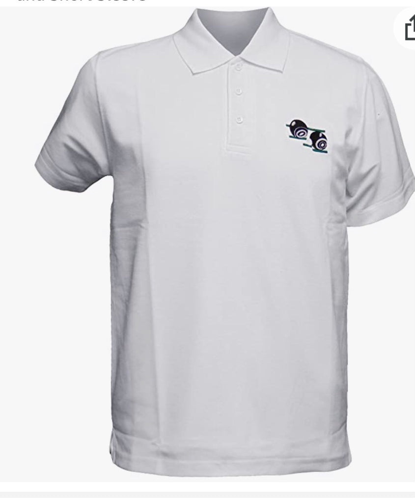 Mens Lawn Bowl White T-Shirt Bowling Motif Logo and Short Sleeve ...