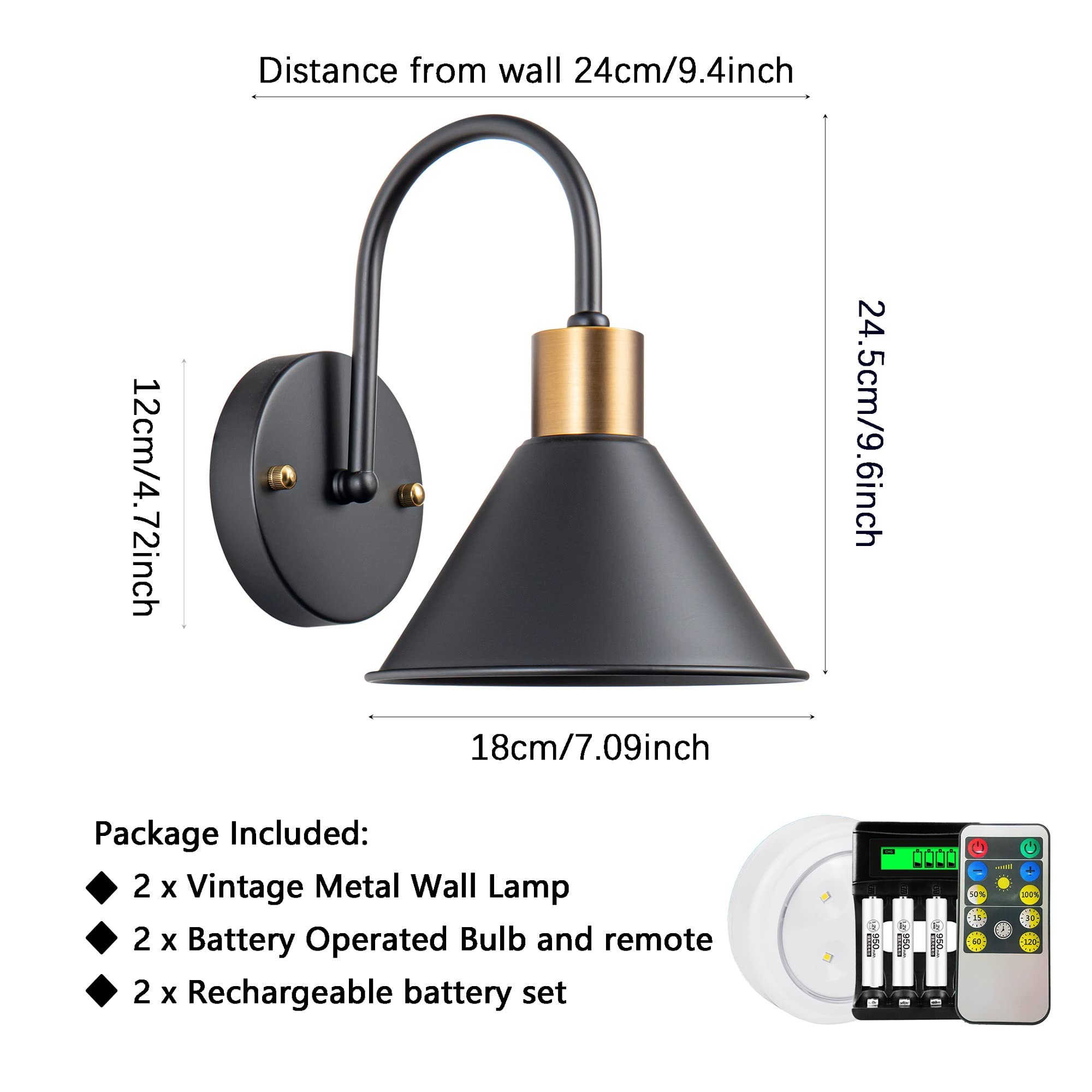 Wall Lights Battery Operated Wall Sconce Set Of Two, Non Hardwired Fix