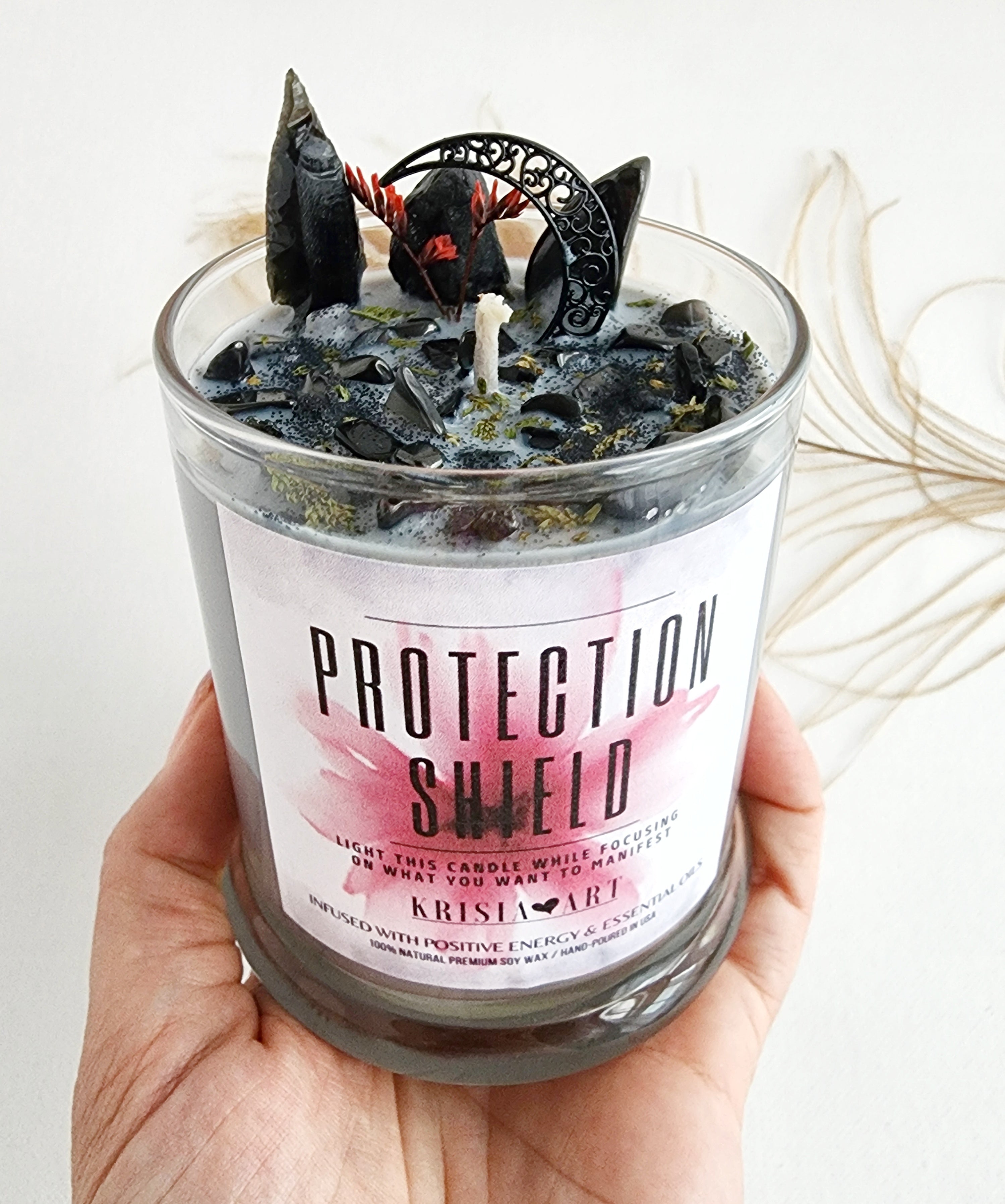 PROTECTION SHIELD candle for negative energy removal, cleansing and EMF protection