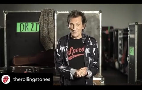 Ronnie Wood in Rolling Stones X Tonn tee shirt.