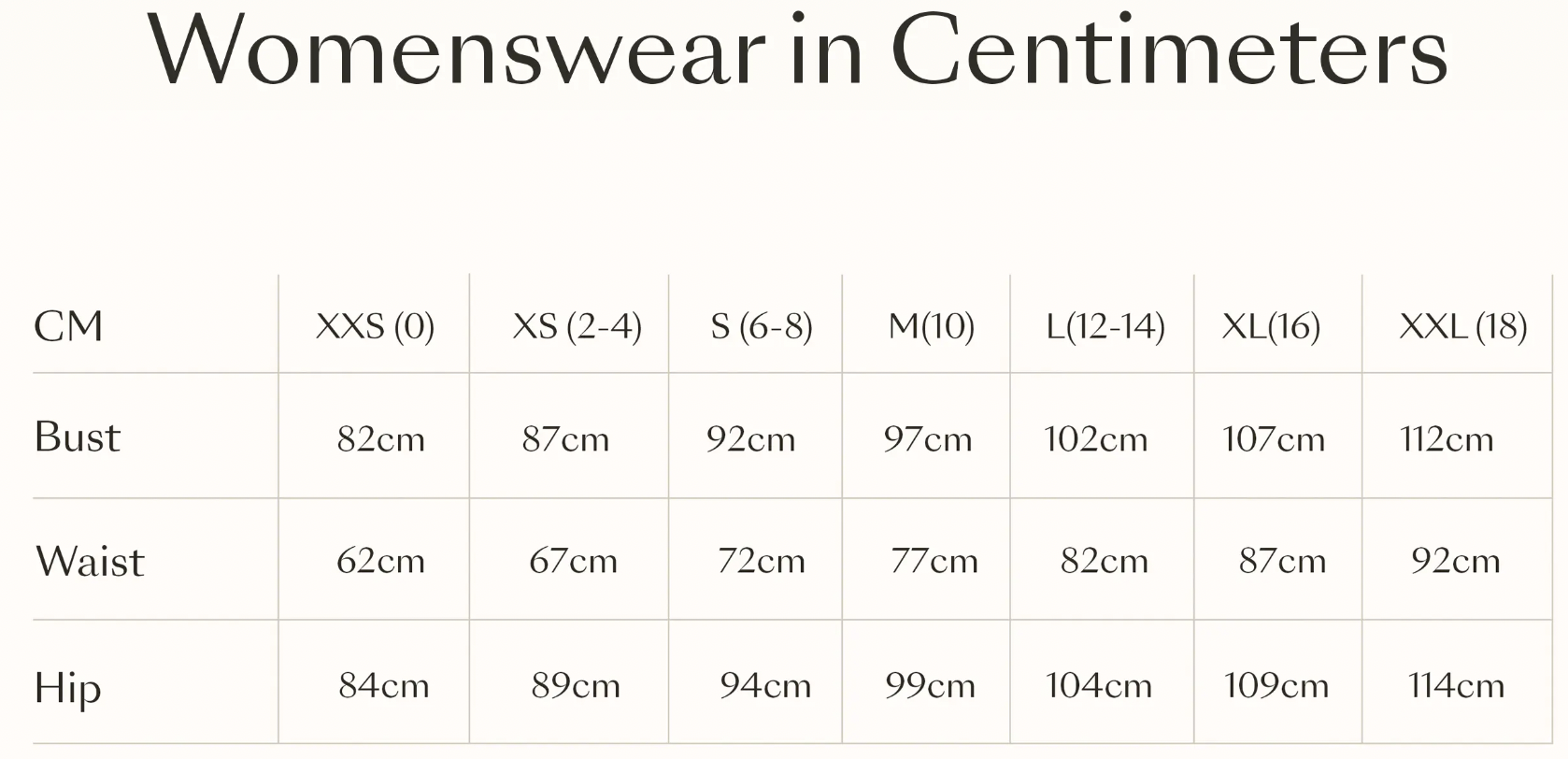 Size guide fra bytimo