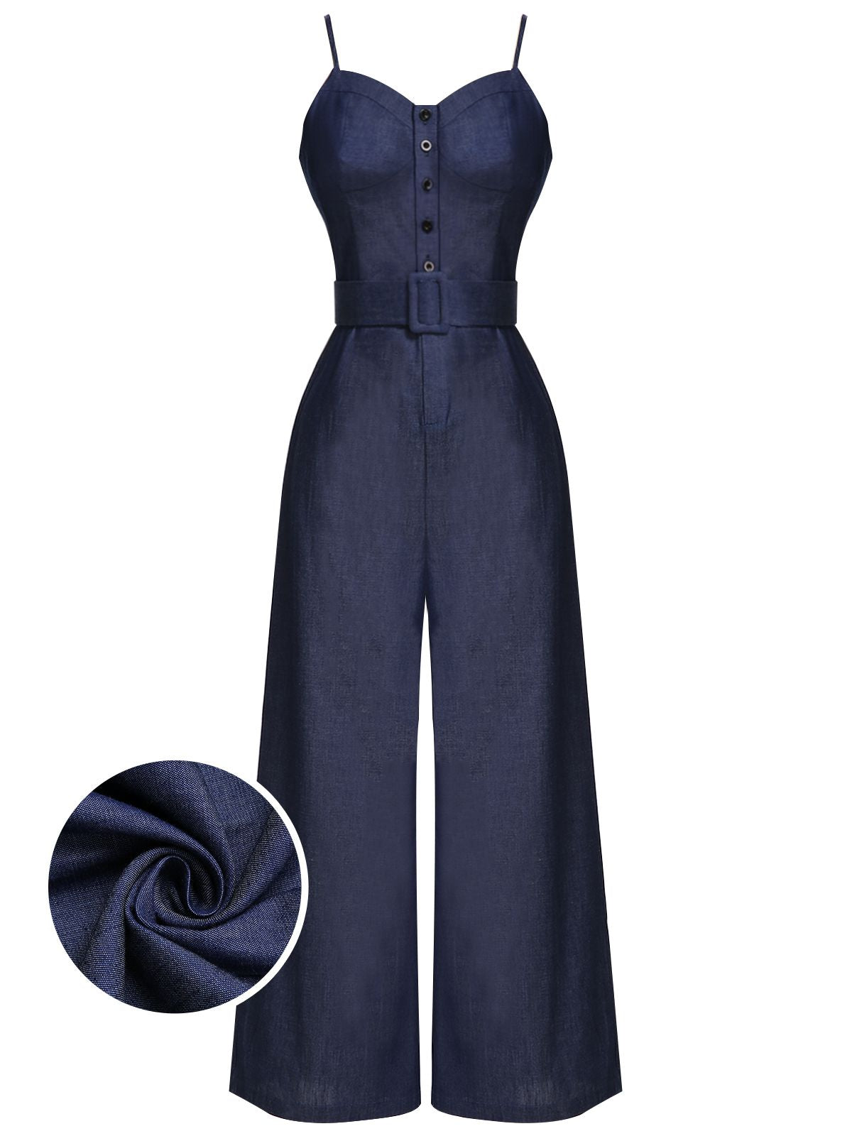 Marineblauer 1930er festen Trgern Cowboy Jumpsuit